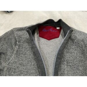 Robert Graham Mens Grey Textured Full Zip Cotton Wool Blend Sweater Size M